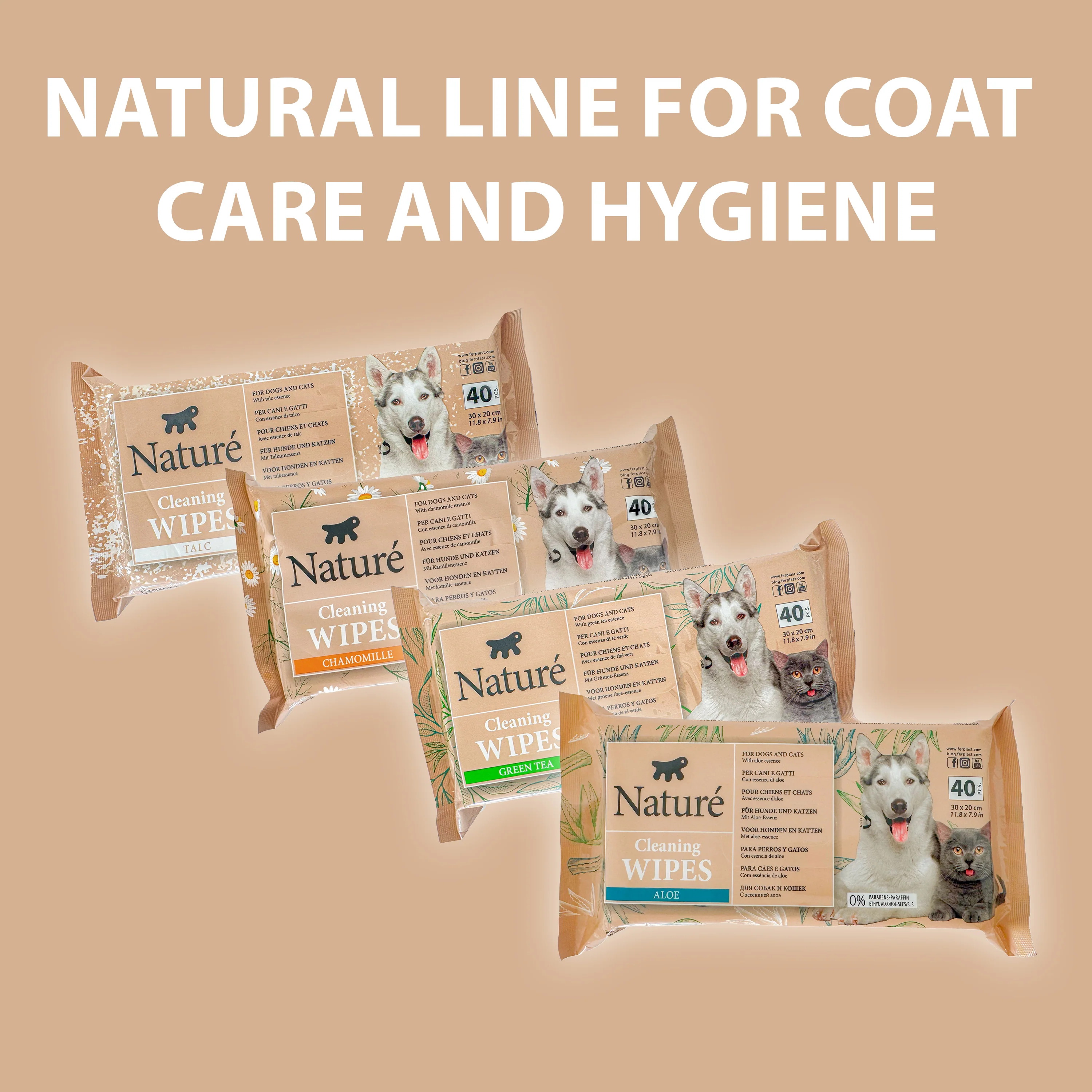 SALVIETTE AL TÈ VERDE PER CANI E GATTI NATURÉ (X40) - Image 7
